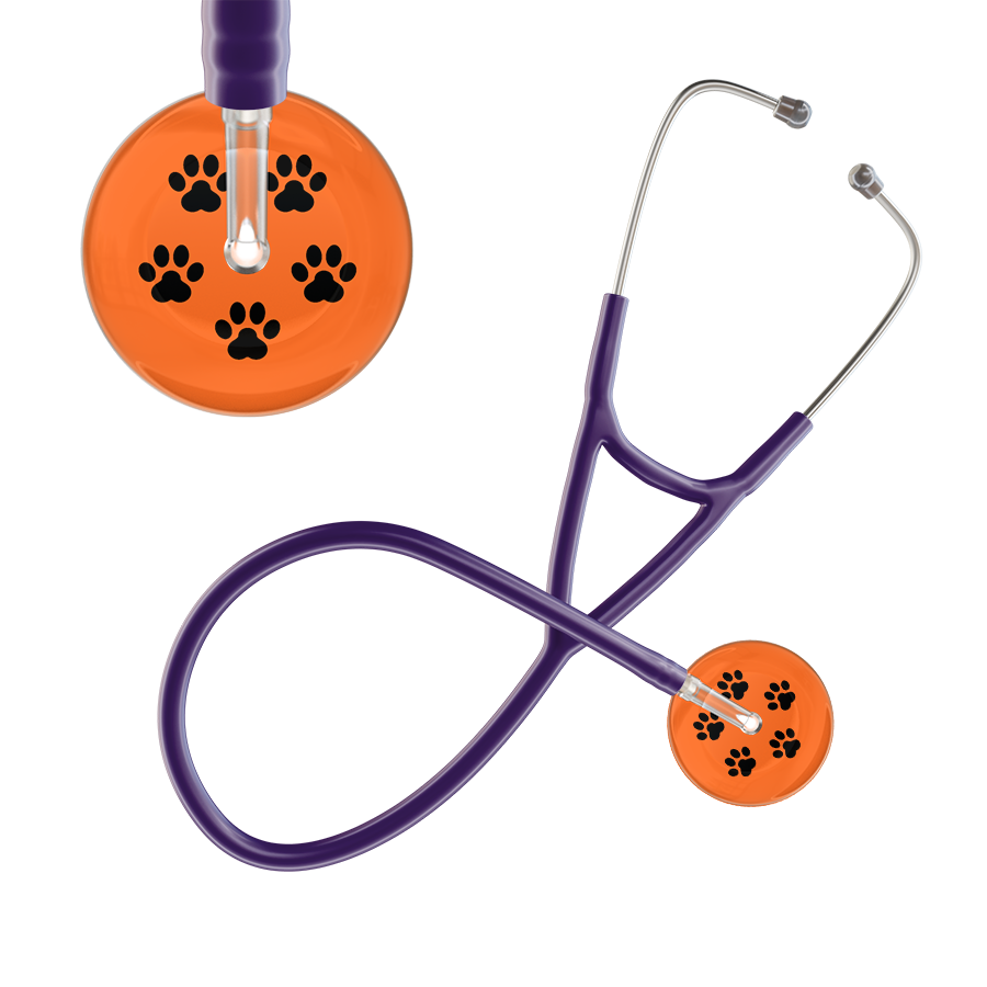 Black Paw Print Dark Background Cardiology Stethoscope