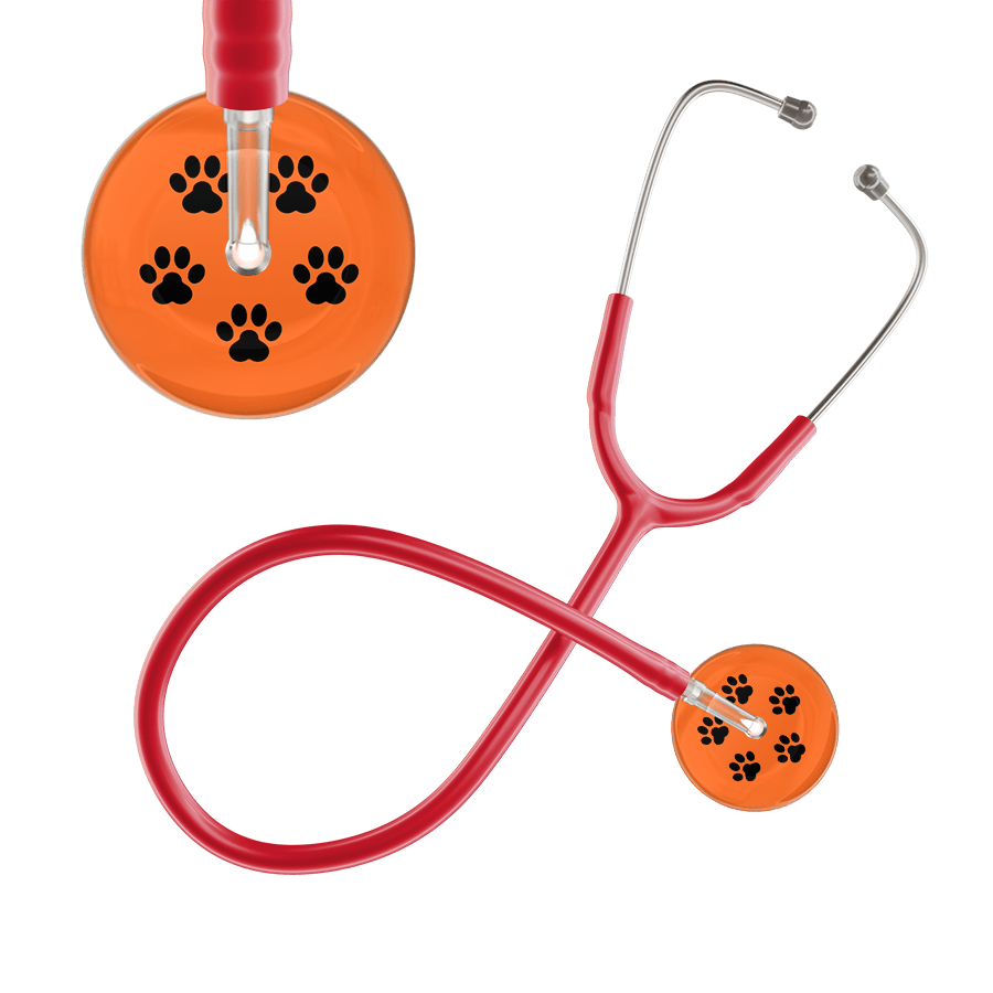 Ultrascope Single Stethoscope Black Paw Tangerine Background / Adult / Red Black Paw Print Dark Background Stethoscope