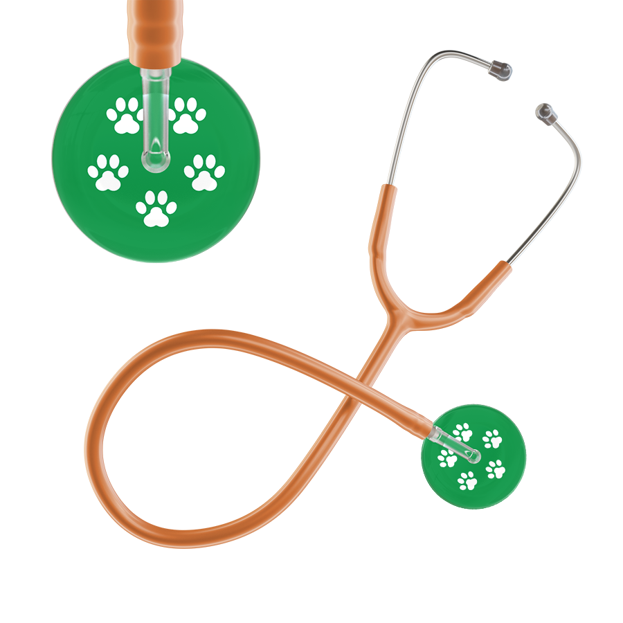 White Paw Print Dark Background Stethoscope