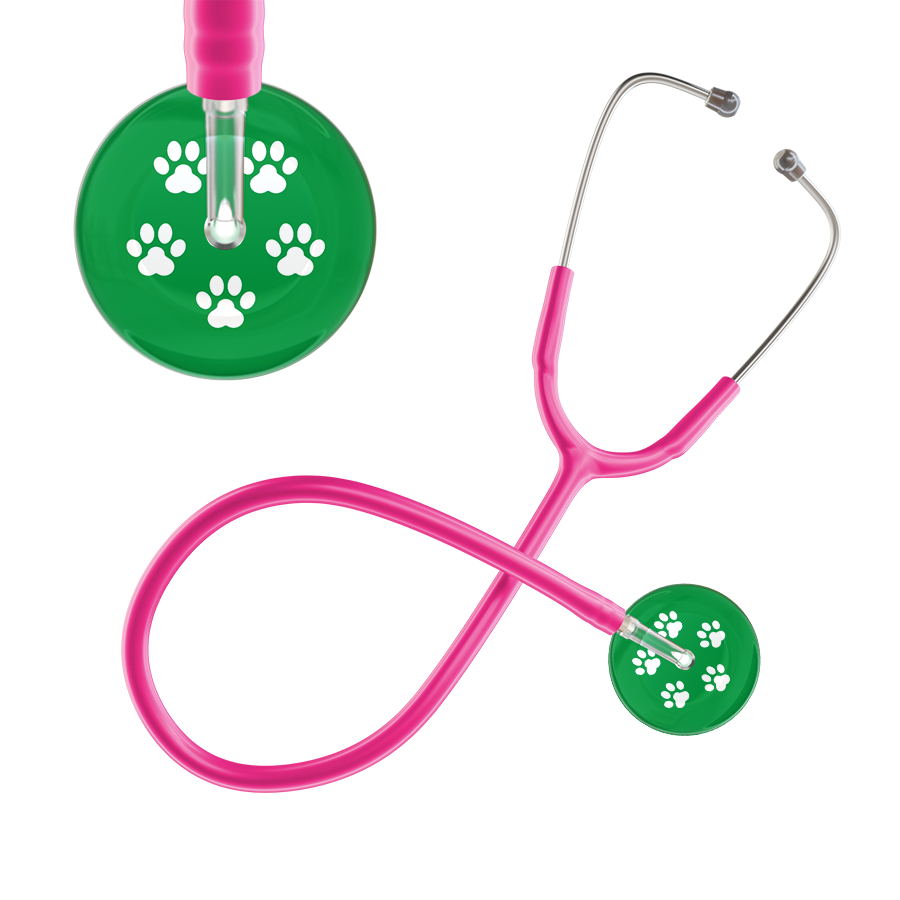 White Paw Print Dark Background Stethoscope