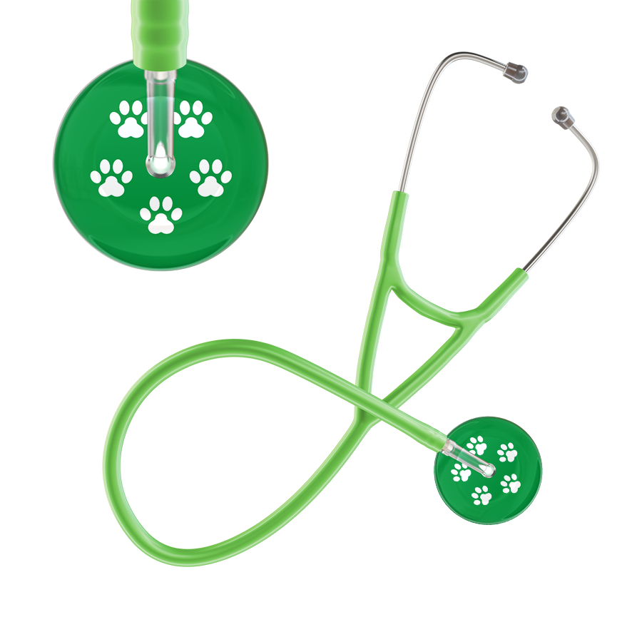White Paw Print Dark Background Cardiology Stethoscope