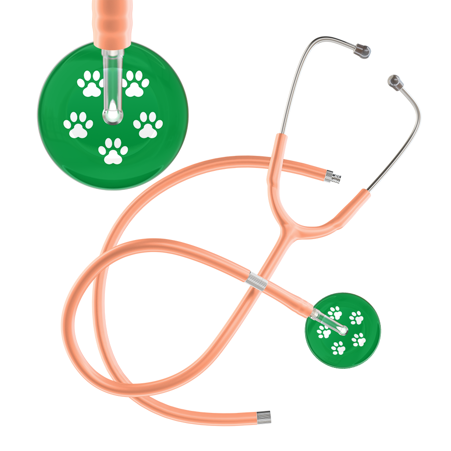 White Paw Print Dark Background Stethoscope