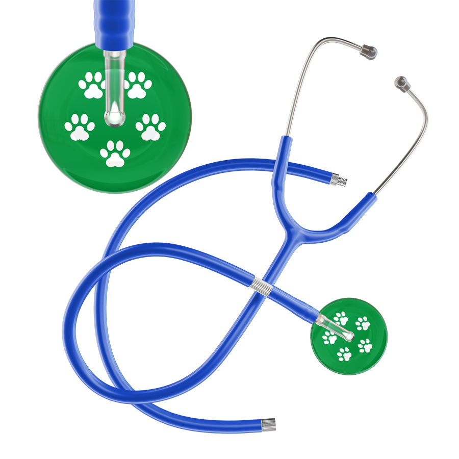 White Paw Print Dark Background Stethoscope