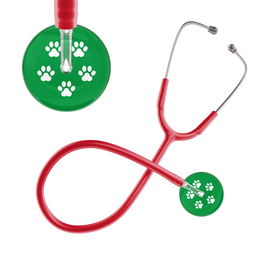 White Paw Print Dark Background Stethoscope
