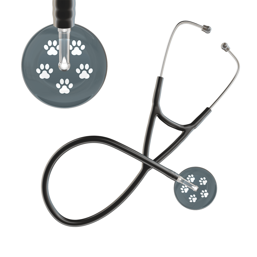 Ultrascope Single Stethoscope White Paw Granite Background / Adult / Black White Paw Print Dark Background Cardiology Stethoscope