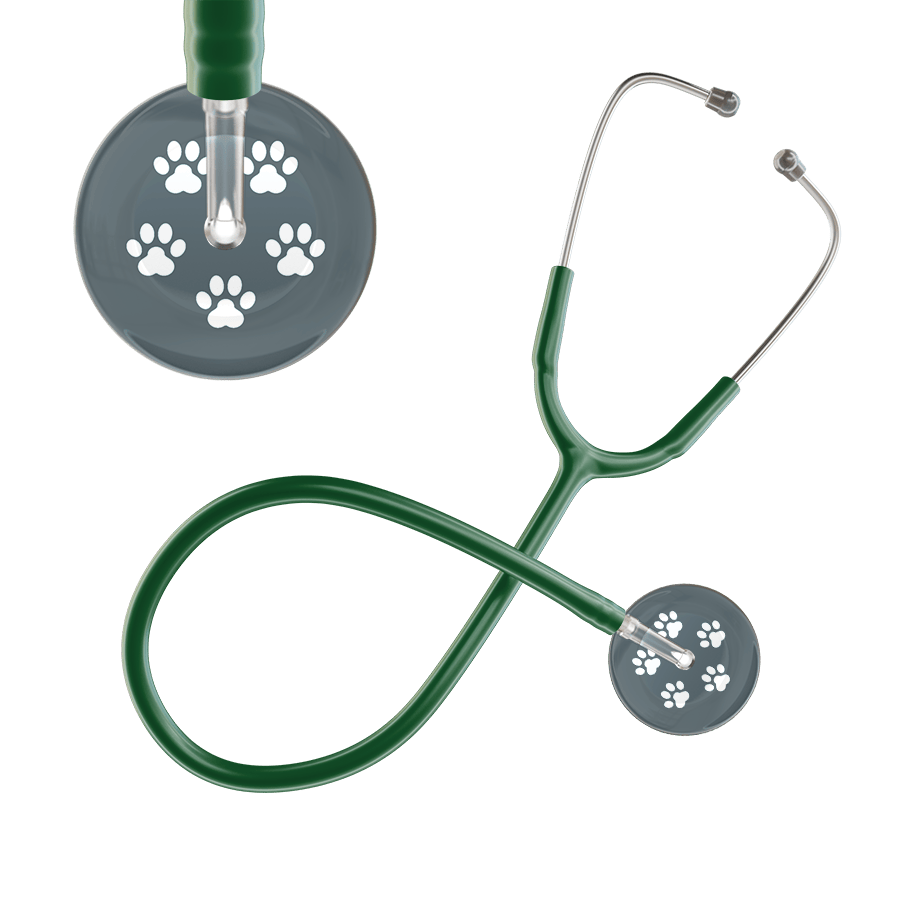 Ultrascope Single Stethoscope White Paw Granite Background / Adult / Dark Green White Paw Print Dark Background Stethoscope