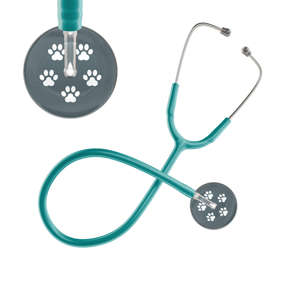 Ultrascope Single Stethoscope White Paw Granite Background / Adult / Jade White Paw Print Dark Background Stethoscope
