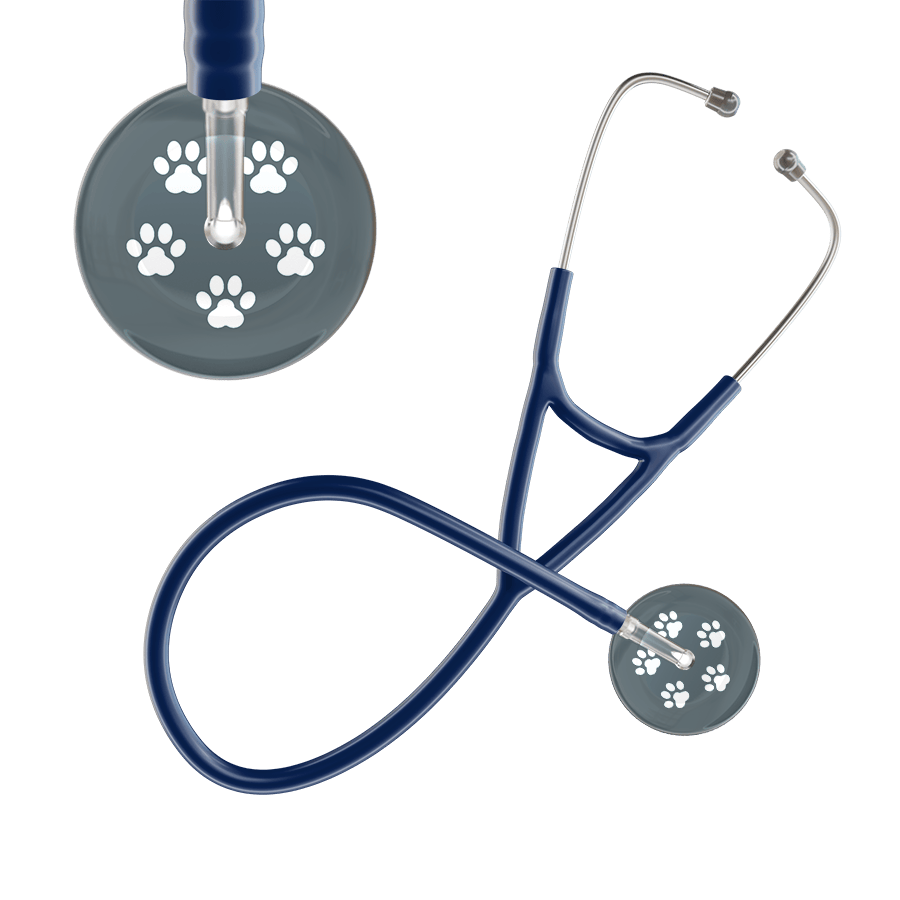 Ultrascope Single Stethoscope White Paw Granite Background / Adult / Navy White Paw Print Dark Background Cardiology Stethoscope