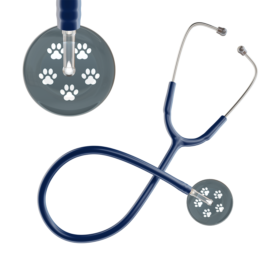 White Paw Print Dark Background Stethoscope