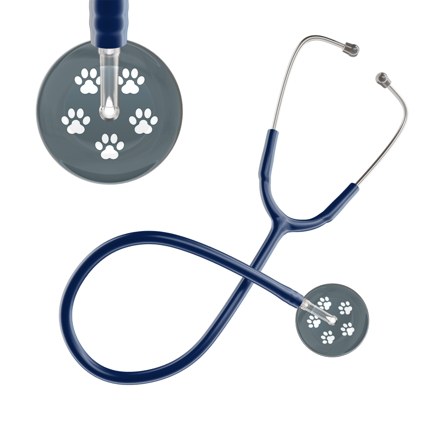 Ultrascope Single Stethoscope White Paw Granite Background / Adult / Navy White Paw Print Dark Background Stethoscope