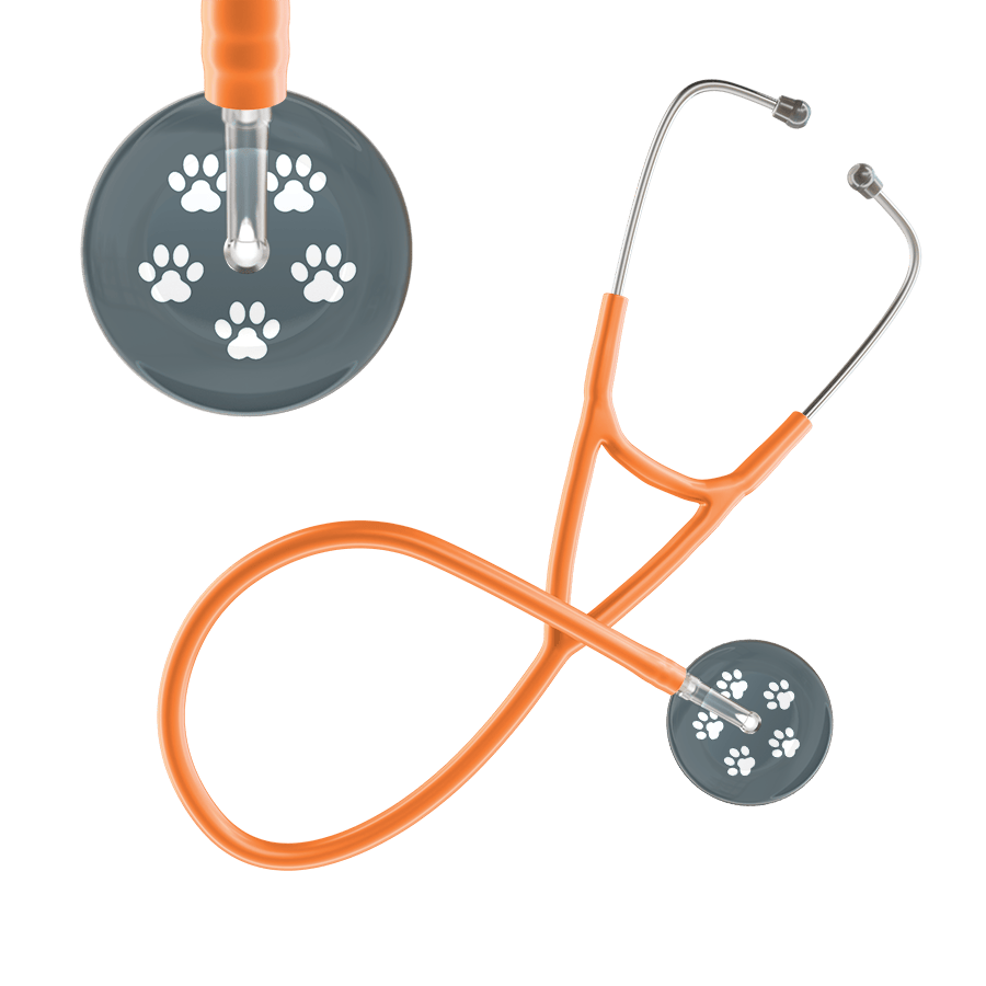 Ultrascope Single Stethoscope White Paw Granite Background / Adult / Orange White Paw Print Dark Background Cardiology Stethoscope