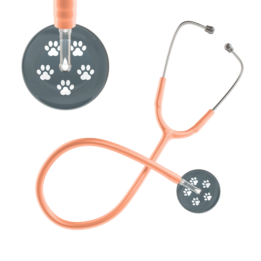 Ultrascope Single Stethoscope White Paw Granite Background / Adult / Peach White Paw Print Dark Background Stethoscope