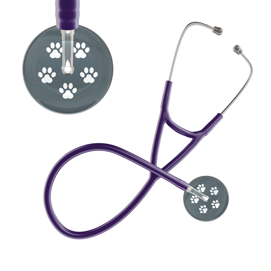 Ultrascope Single Stethoscope White Paw Granite Background / Adult / Purple White Paw Print Dark Background Cardiology Stethoscope