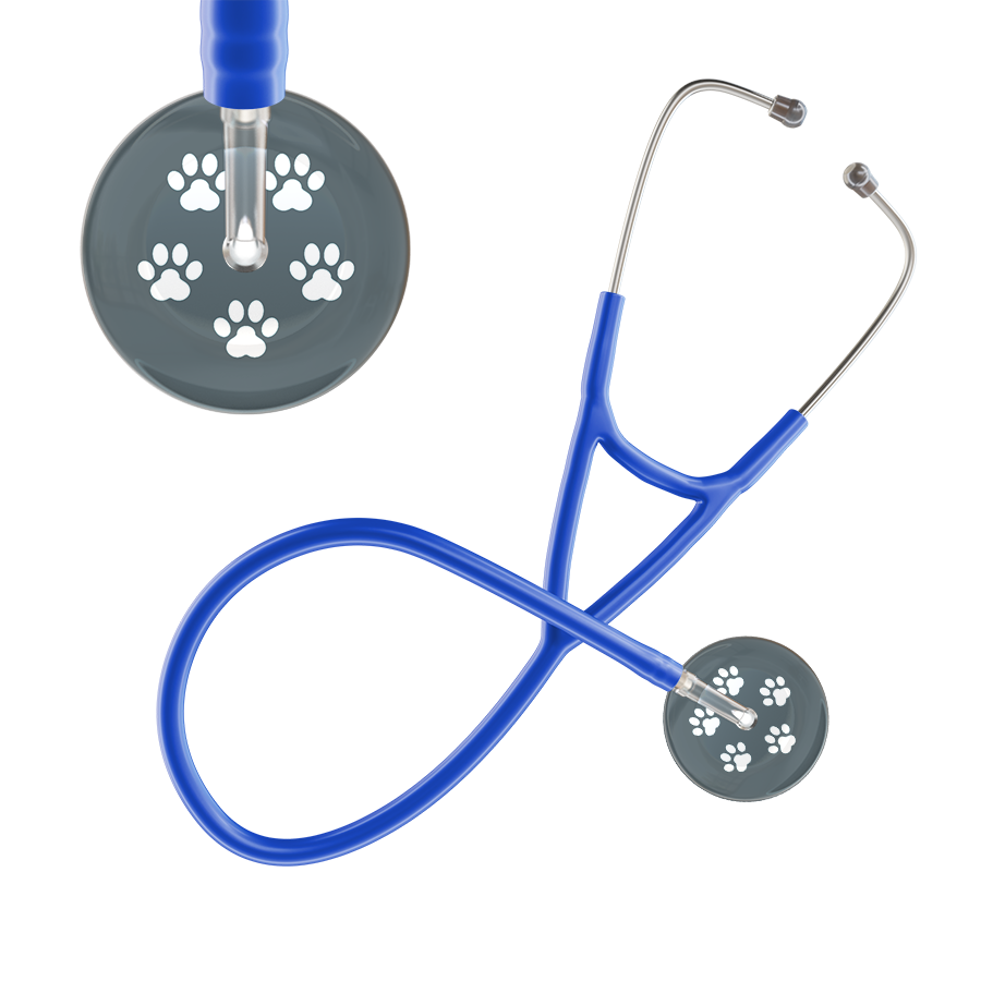 White Paw Print Dark Background Cardiology Stethoscope