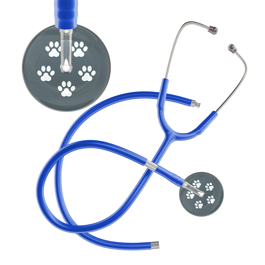 White Paw Print Dark Background Stethoscope