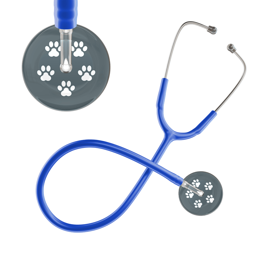 Ultrascope Single Stethoscope White Paw Granite Background / Adult / Royal Blue White Paw Print Dark Background Stethoscope