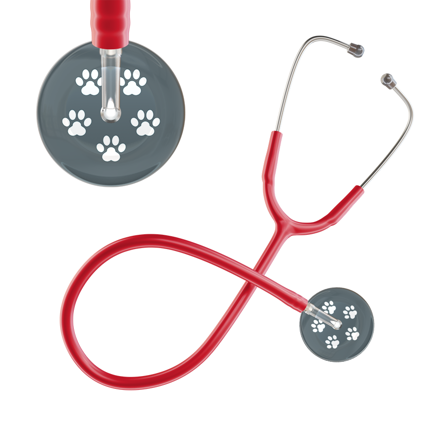 White Paw Print Dark Background Stethoscope