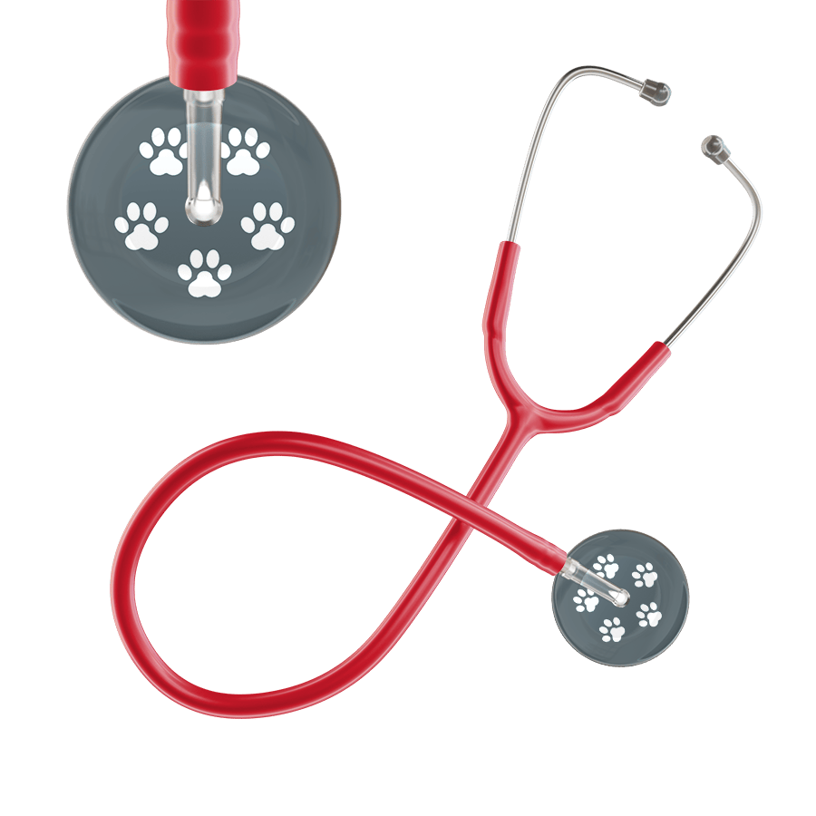 Ultrascope Single Stethoscope White Paw Granite Background / Adult / Red White Paw Print Dark Background Stethoscope