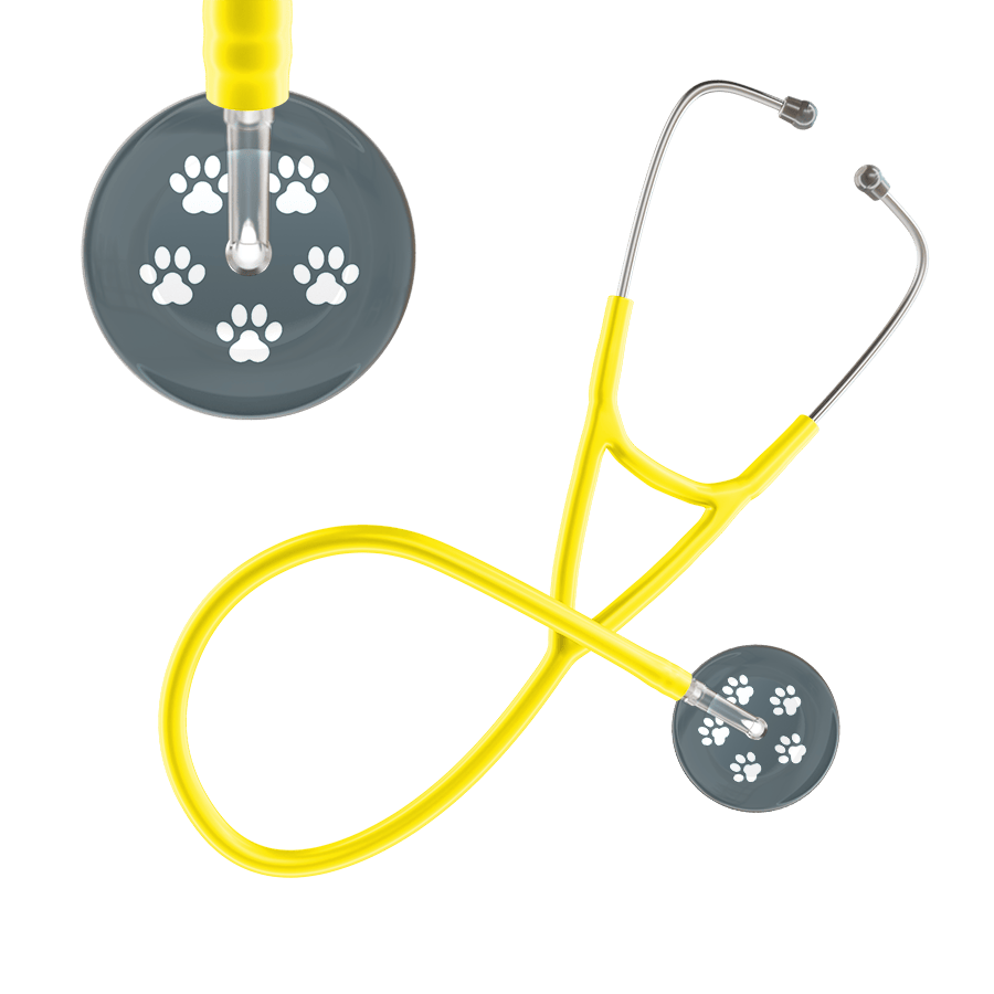 Ultrascope Single Stethoscope White Paw Granite Background / Adult / Yellow White Paw Print Dark Background Cardiology Stethoscope
