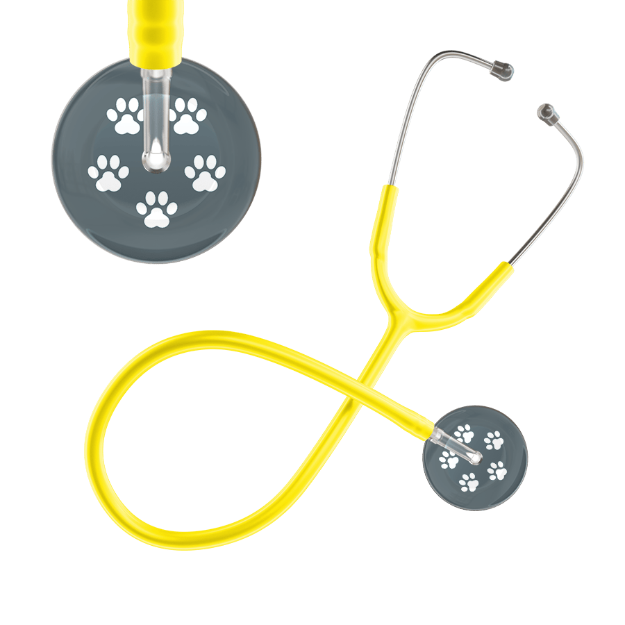 Ultrascope Single Stethoscope White Paw Granite Background / Adult / Yellow White Paw Print Dark Background Stethoscope