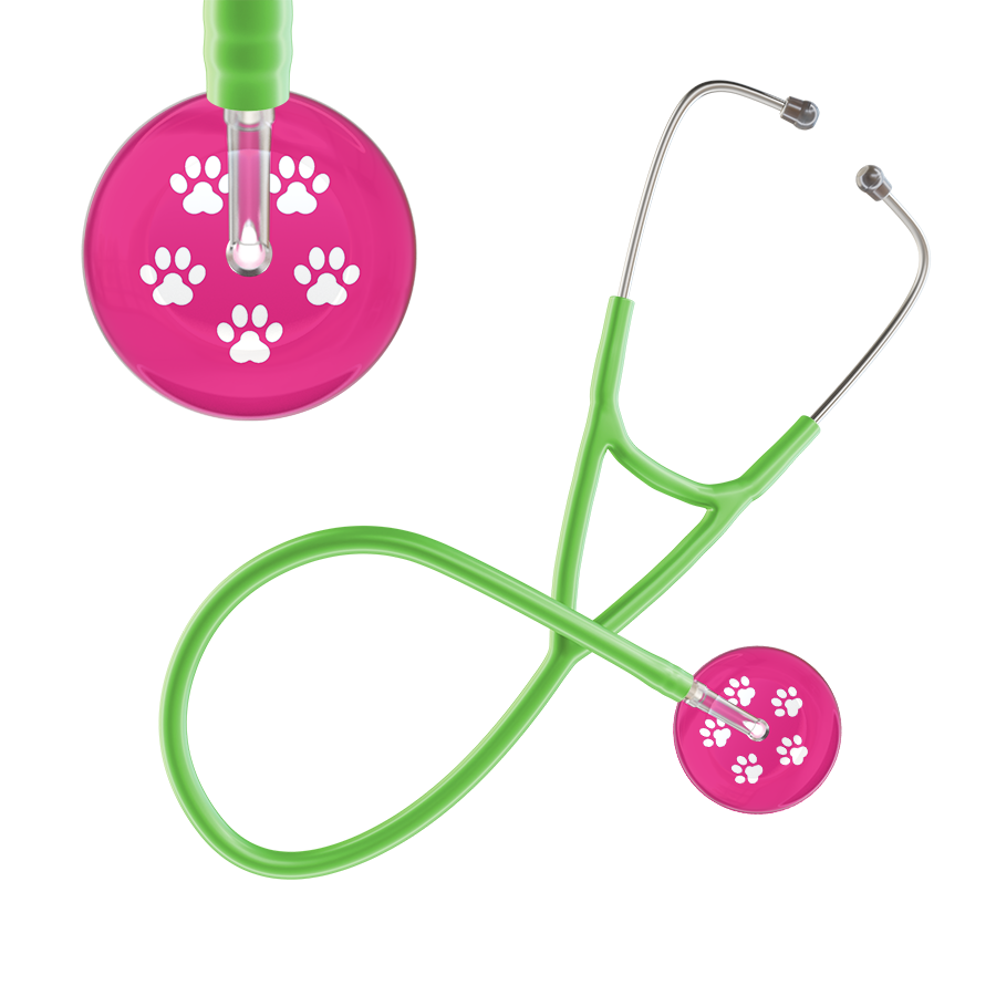 White Paw Print Light Background Cardiology Stethoscope