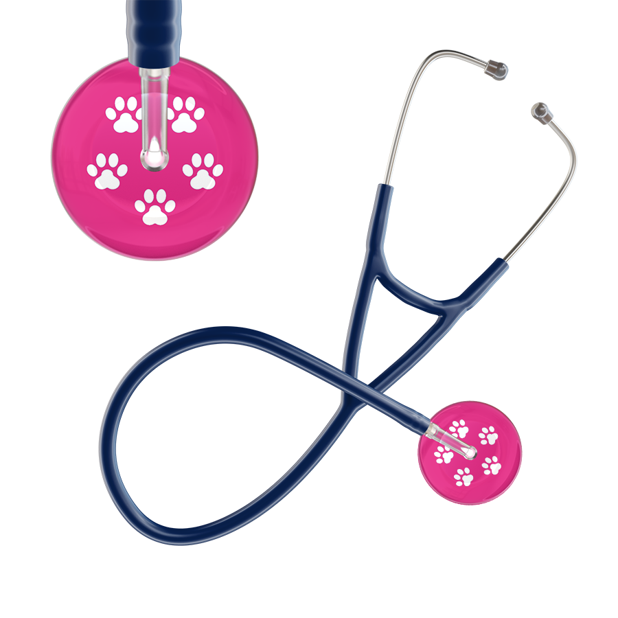 White Paw Print Light Background Cardiology Stethoscope