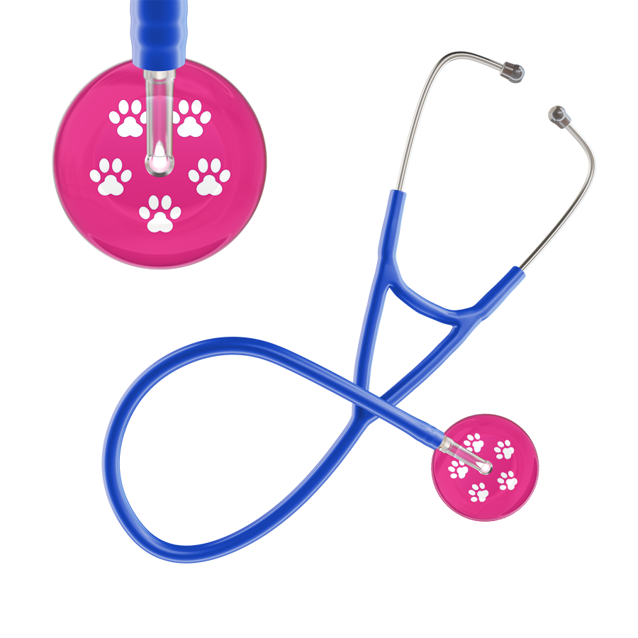 White Paw Print Light Background Cardiology Stethoscope