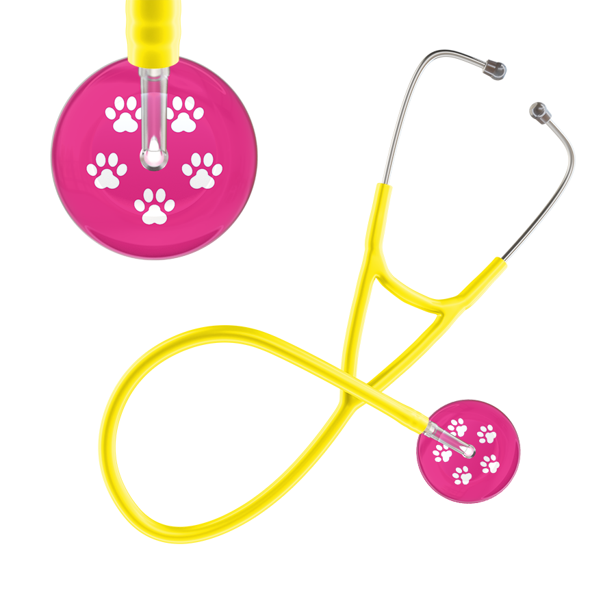 White Paw Print Light Background Cardiology Stethoscope