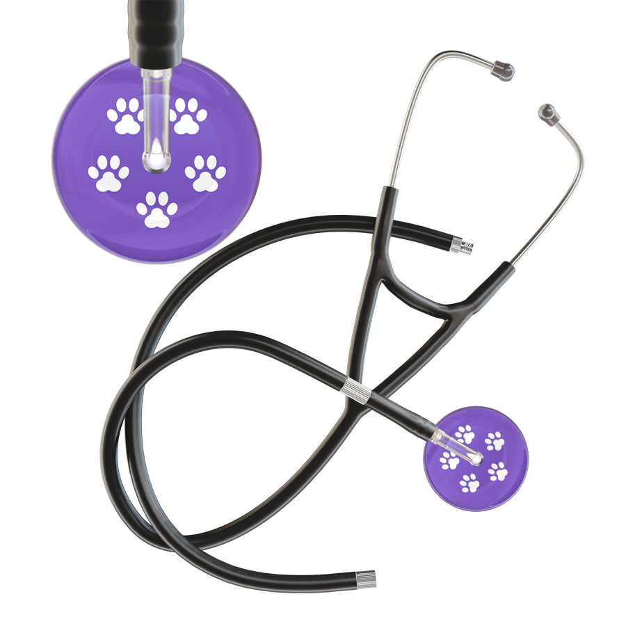 White Paw Print Light Background Cardiology Stethoscope