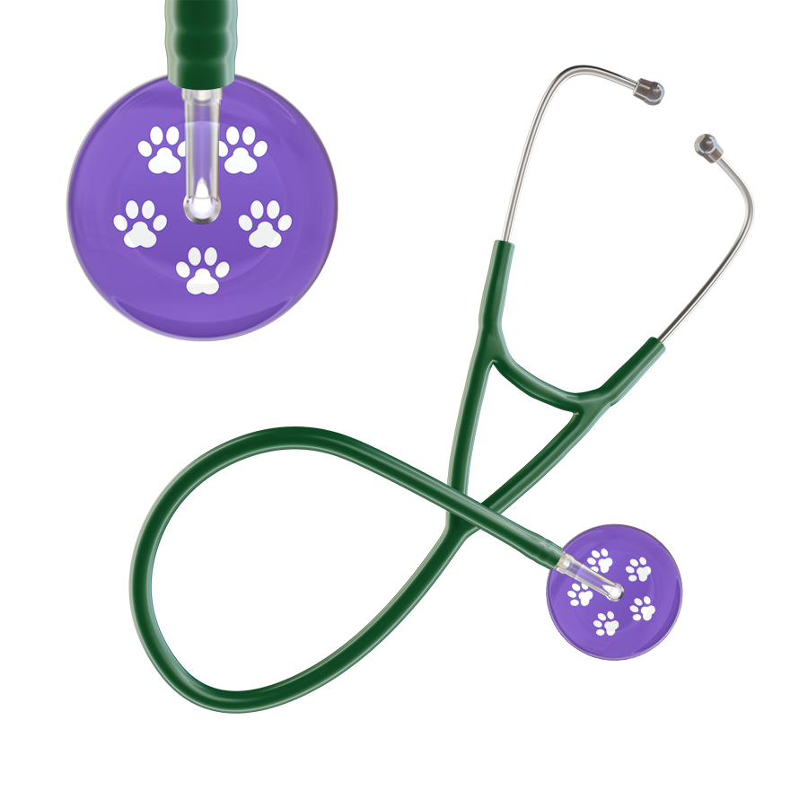 White Paw Print Light Background Cardiology Stethoscope