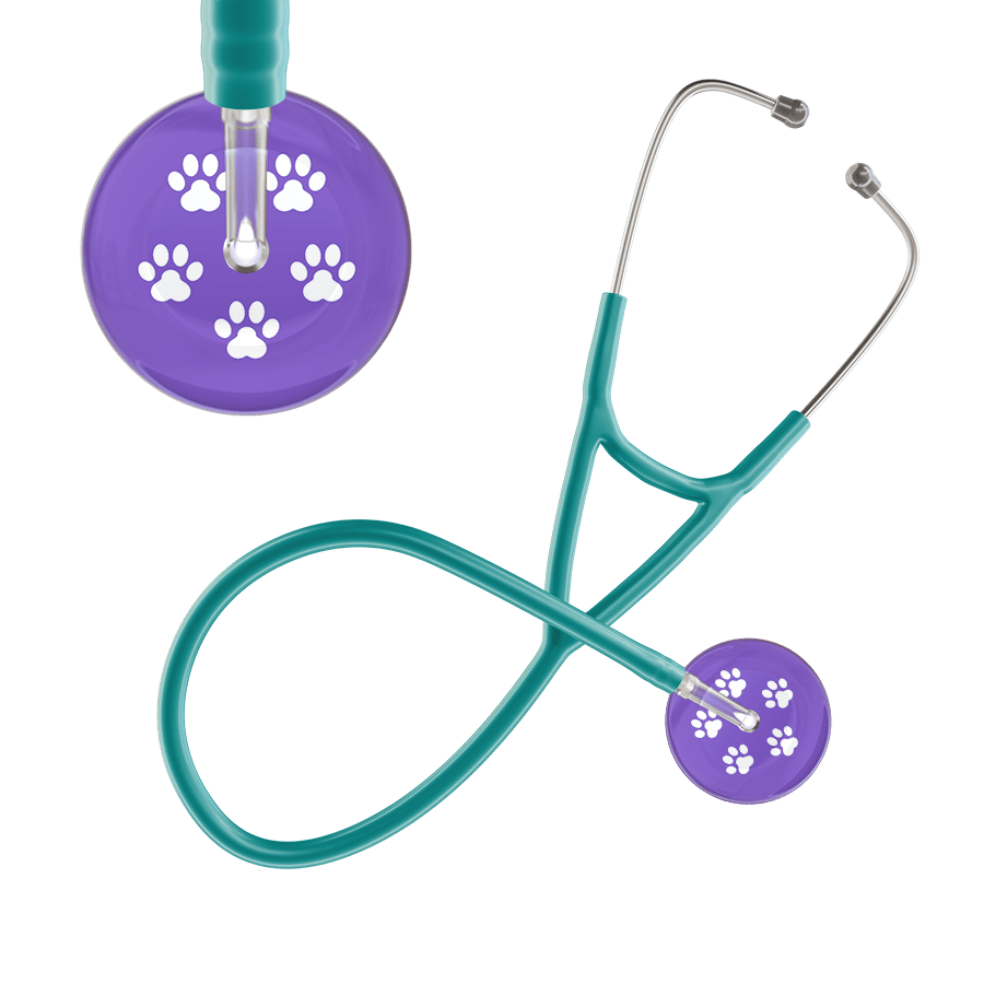 Ultrascope Single Stethoscope White Paw Lavender Background / Adult / Jade White Paw Print Light Background Cardiology Stethoscope