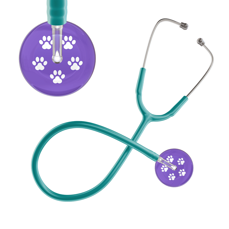 Ultrascope Single Stethoscope White Paw Lavender Background / Adult / Jade White Paw Print Light Background Stethoscope