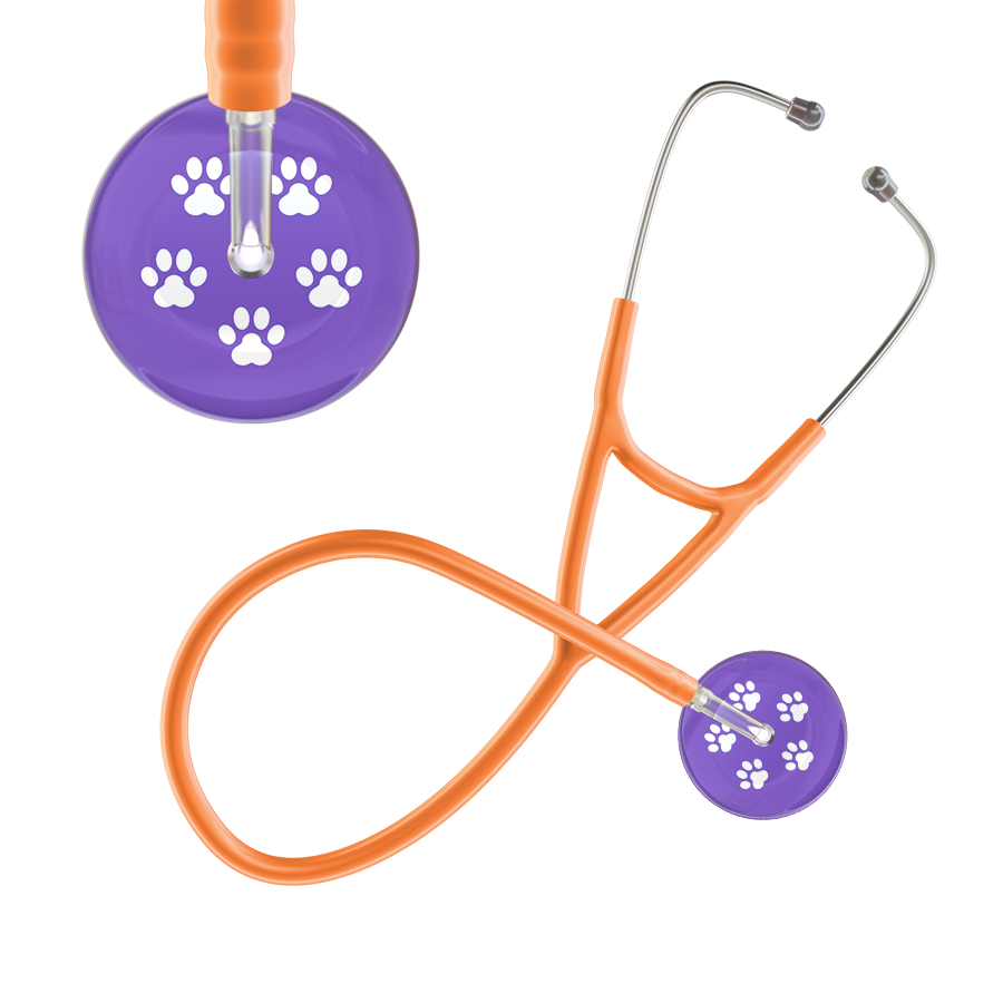 White Paw Print Light Background Cardiology Stethoscope