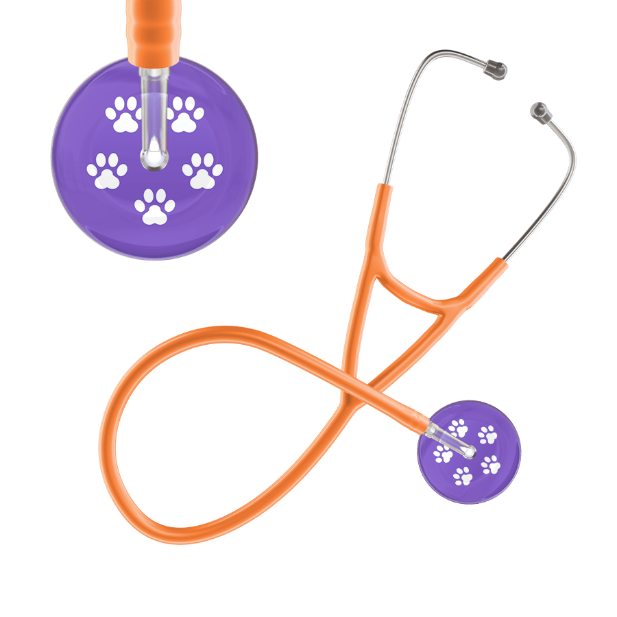 Ultrascope Single Stethoscope White Paw Lavender Background / Adult / Orange White Paw Print Light Background Cardiology Stethoscope