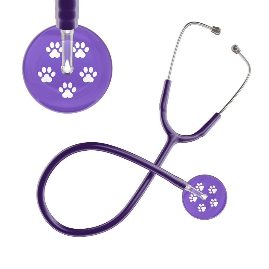 Ultrascope Single Stethoscope White Paw Lavender Background / Adult / Purple White Paw Print Light Background Stethoscope