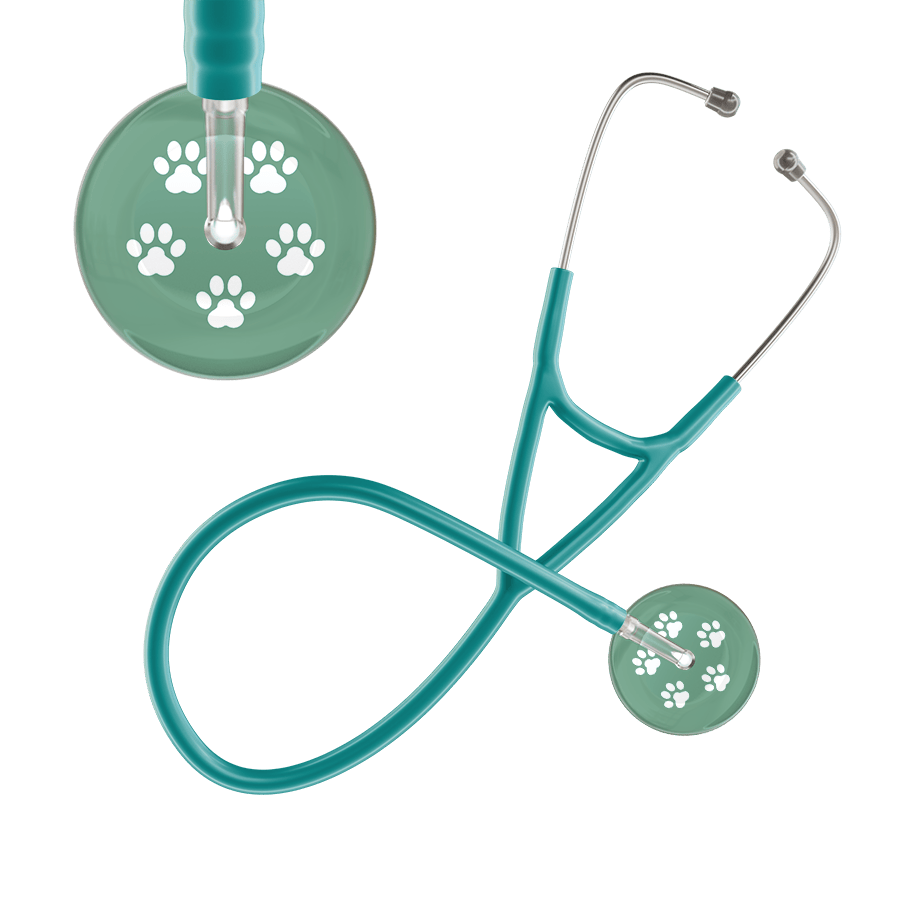Ultrascope Single Stethoscope White Paw Sage Background / Adult / Jade White Paw Print Light Background Cardiology Stethoscope