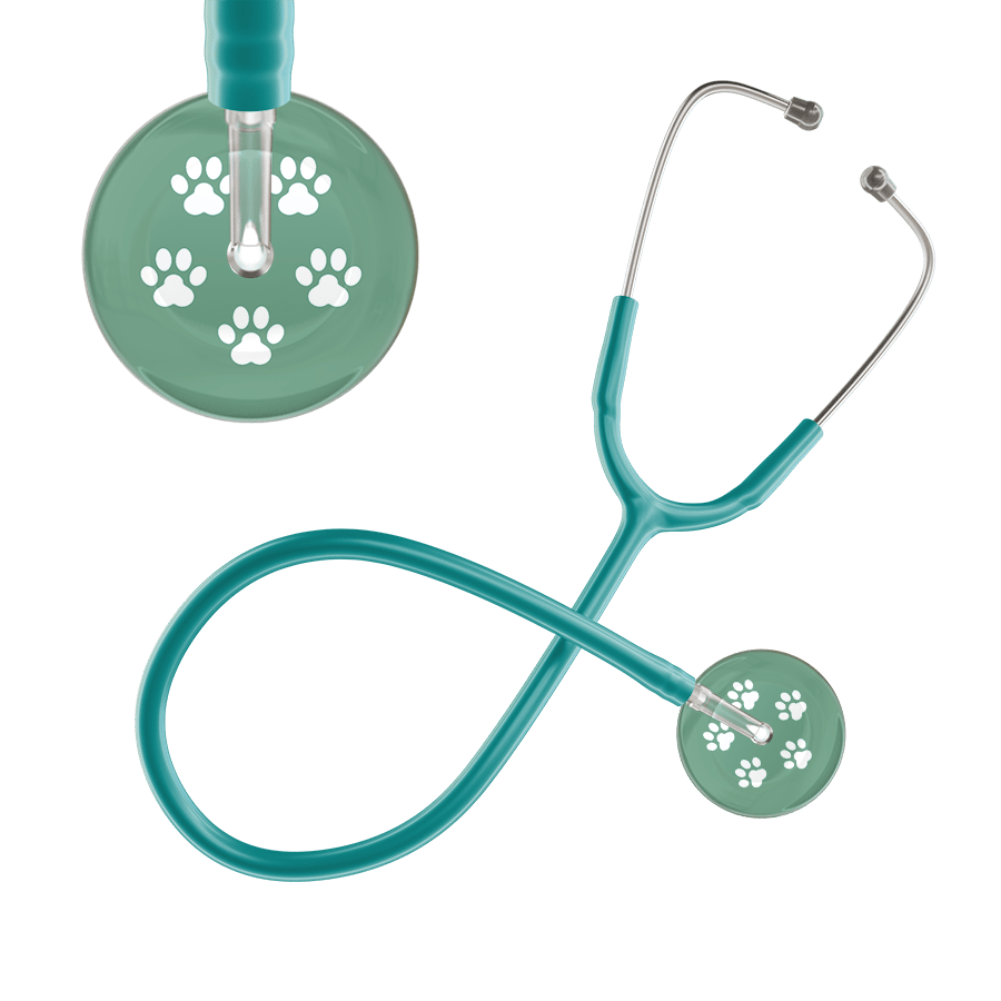 Ultrascope Single Stethoscope White Paw Sage Background / Adult / Jade White Paw Print Light Background Stethoscope