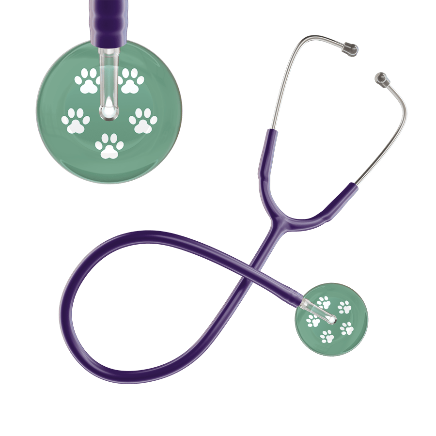 Ultrascope Single Stethoscope White Paw Sage Background / Adult / Purple White Paw Print Light Background Stethoscope