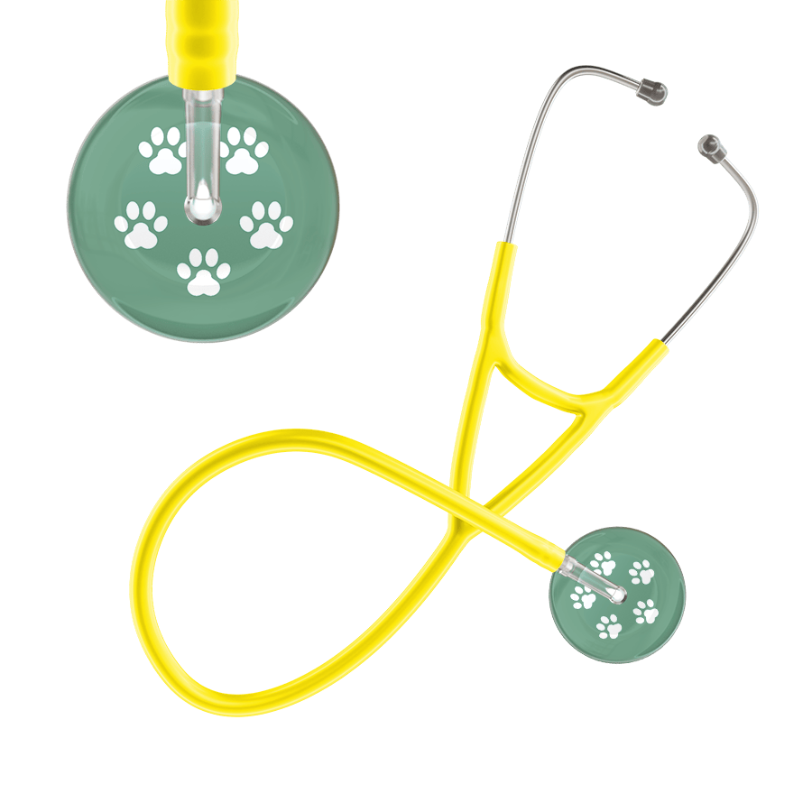 Ultrascope Single Stethoscope White Paw Sage Background / Adult / Yellow White Paw Print Light Background Cardiology Stethoscope