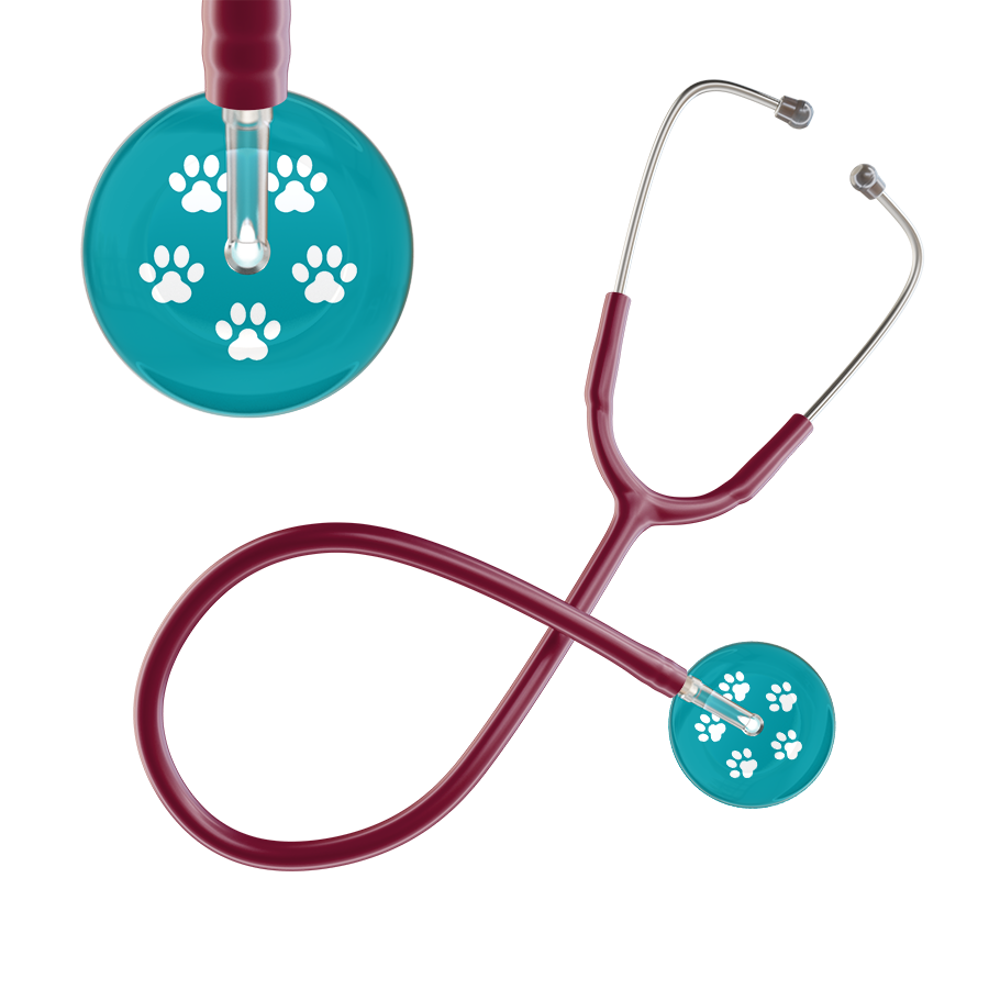 White Paw Print Dark Background Stethoscope