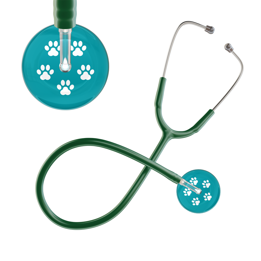 White Paw Print Dark Background Stethoscope