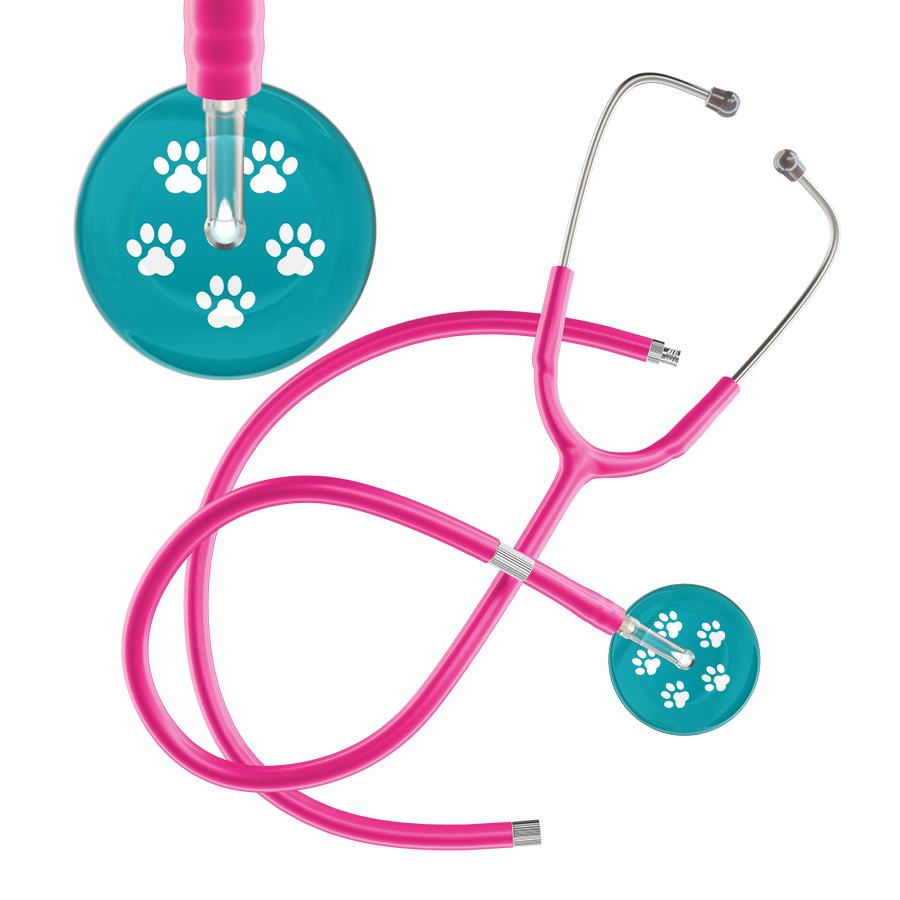 White Paw Print Dark Background Stethoscope