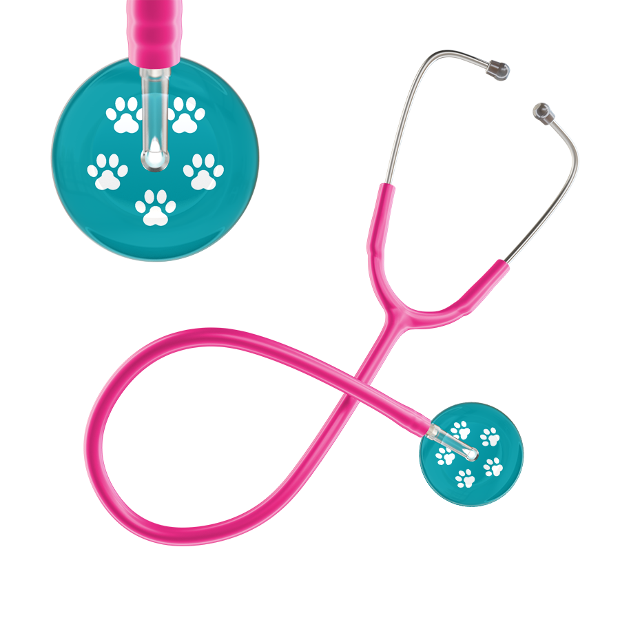 White Paw Print Dark Background Stethoscope