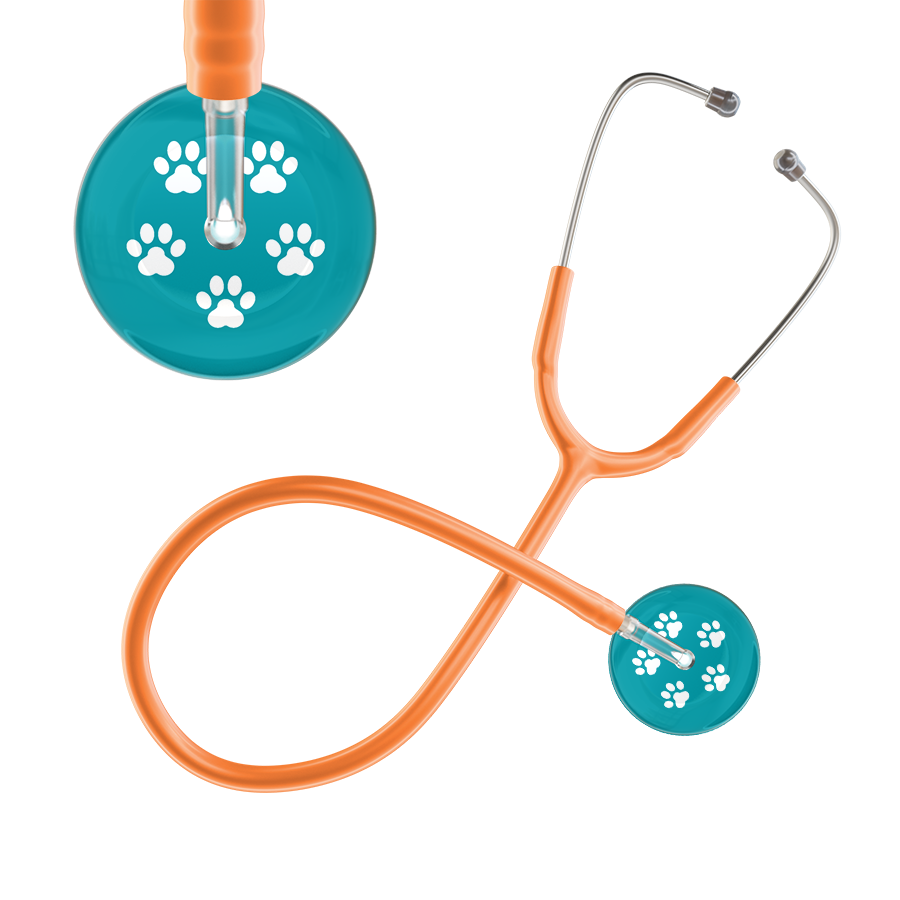 White Paw Print Dark Background Stethoscope