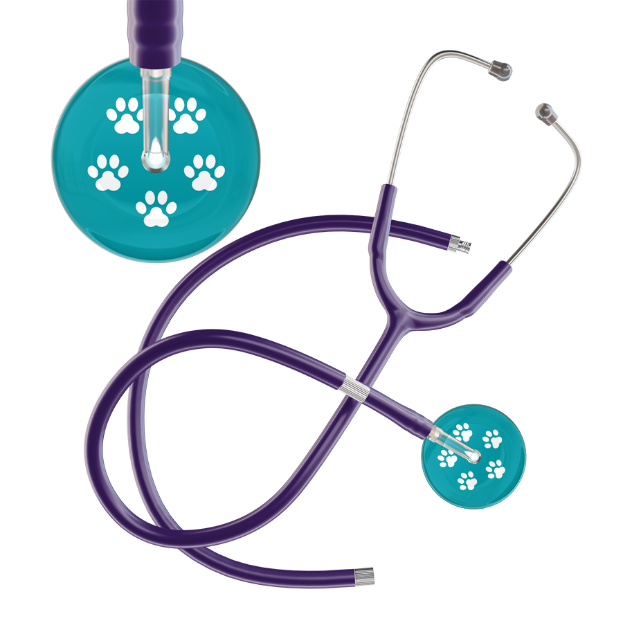 White Paw Print Dark Background Stethoscope