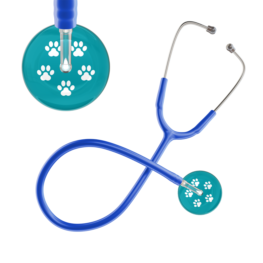 White Paw Print Dark Background Stethoscope
