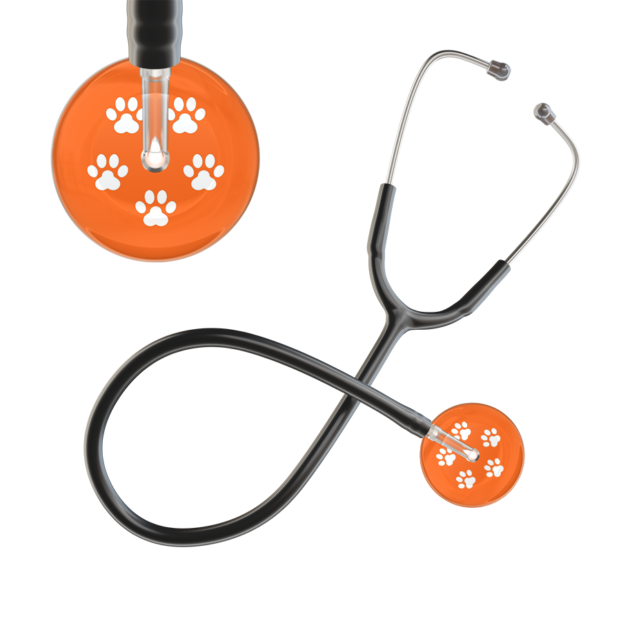 White Paw Print Dark Background Stethoscope