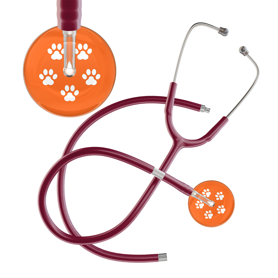 White Paw Print Dark Background Stethoscope