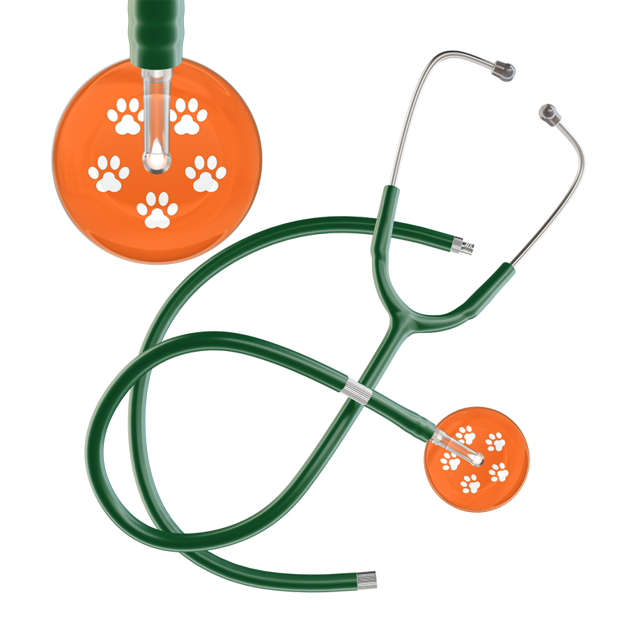 White Paw Print Dark Background Stethoscope