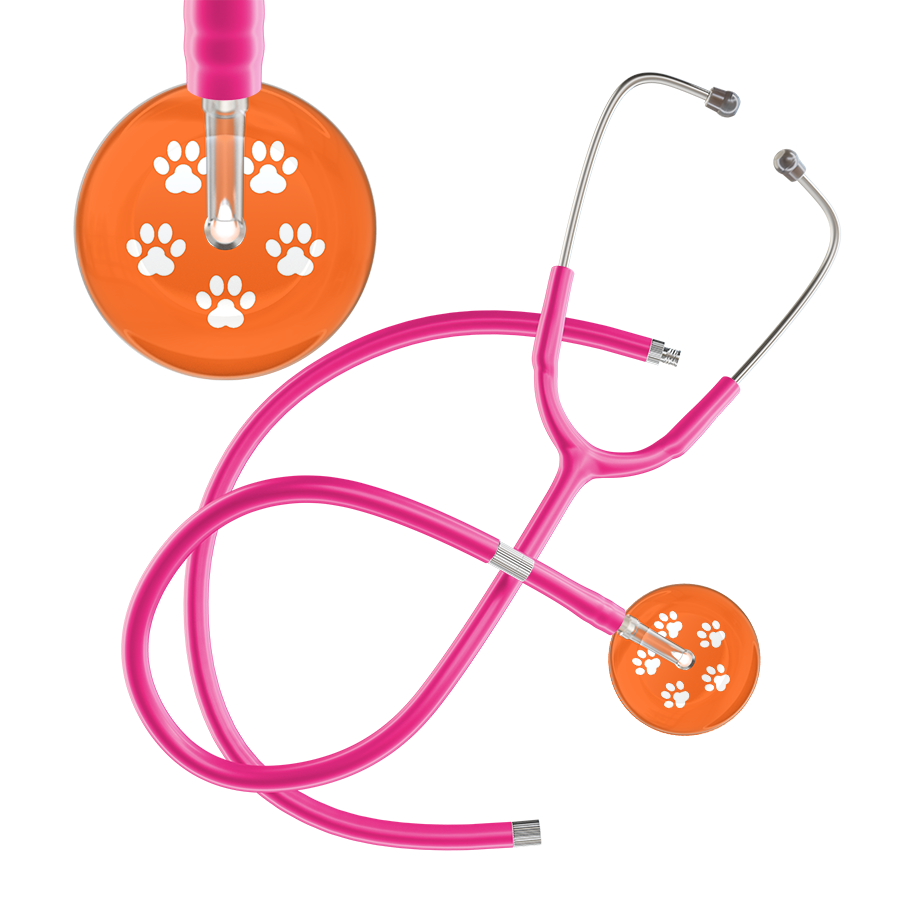 White Paw Print Dark Background Stethoscope
